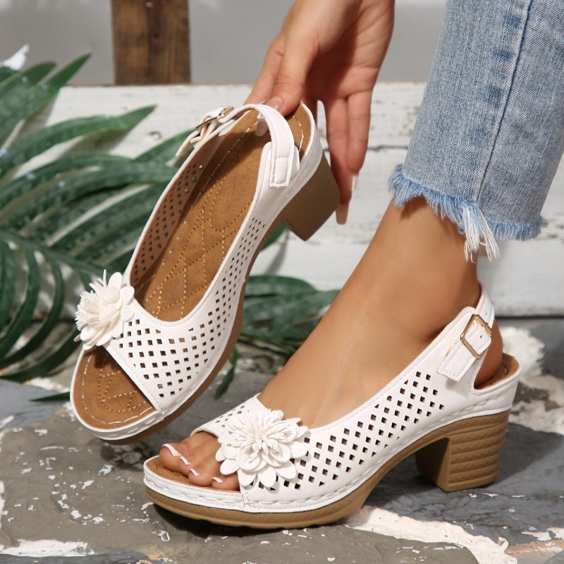 Square Toe Mule - Sandal Wanita Hak Tebal Musim Panas