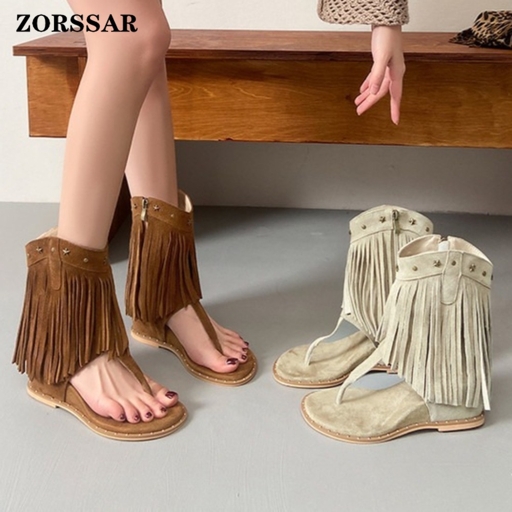 Women Shoes Boots - Sepatu Sandal Wedge Thong Toe Berhias