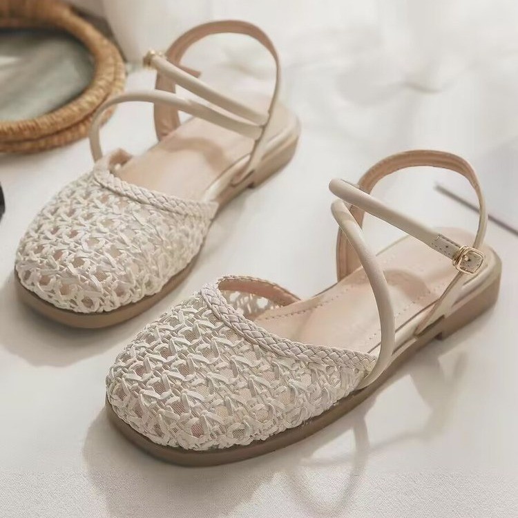 Women Shoes Sandals - Sandal tertutup gaya Prancis untuk Wanita,
