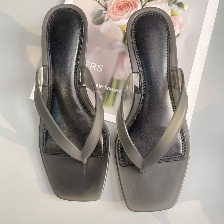 Sandal Thong PVC Hijau Zaitun  - Square Toe Mule ulasan dan harga