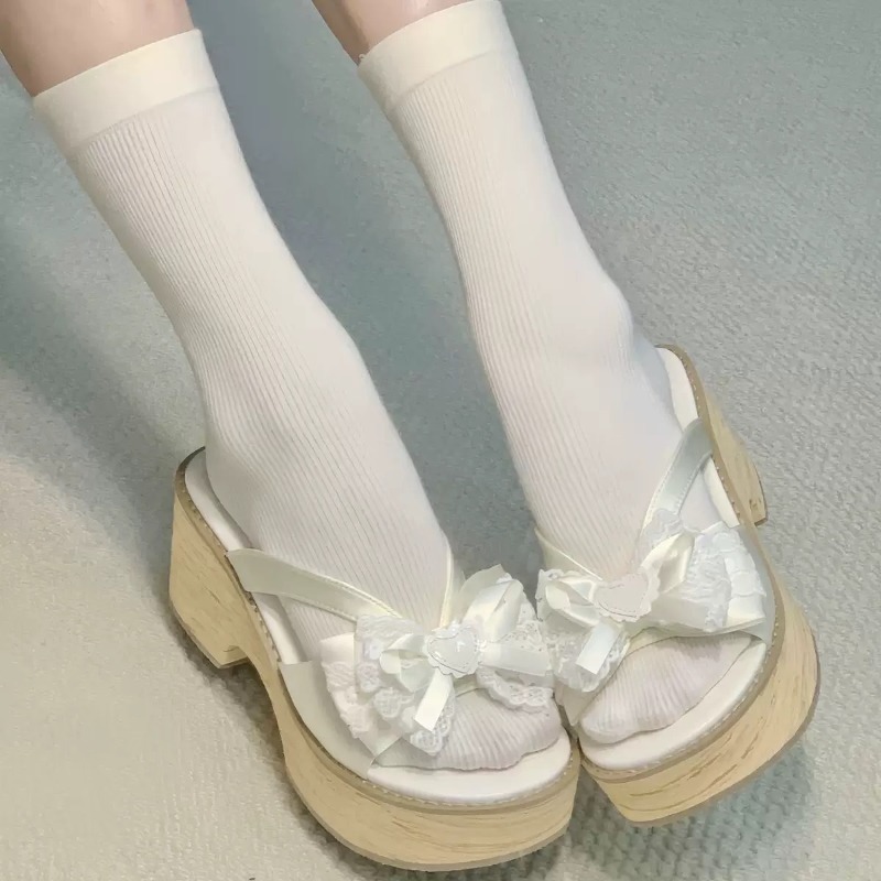 Sandal Platform Tebal Motif Ka - Square Toe Mule ulasan dan harga