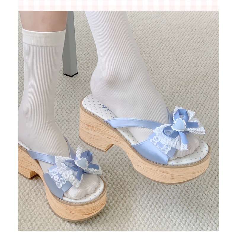 Sandal Platform Tebal Motif Ka - Square Toe Mule ulasan dan harga